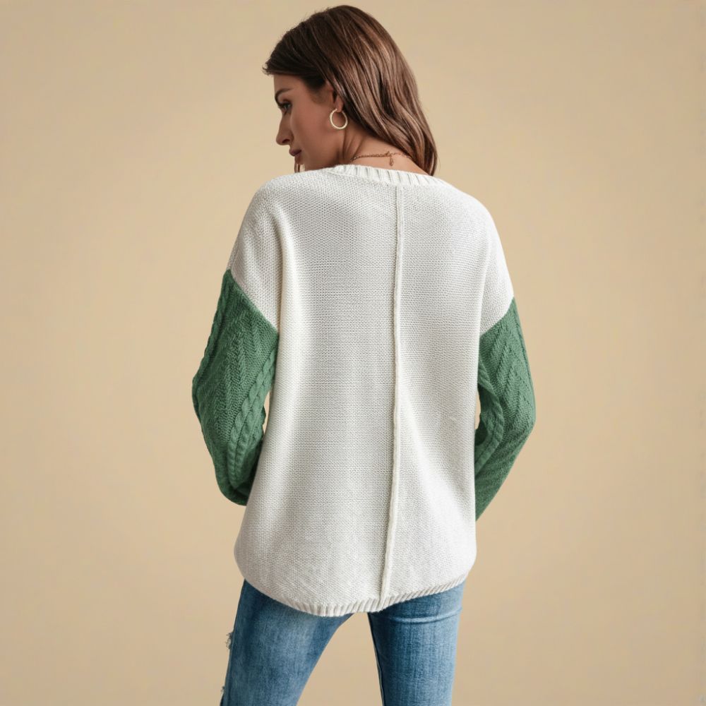 Casual O-hals Patchwork Gebreide Trui Jelle Jora Mode
