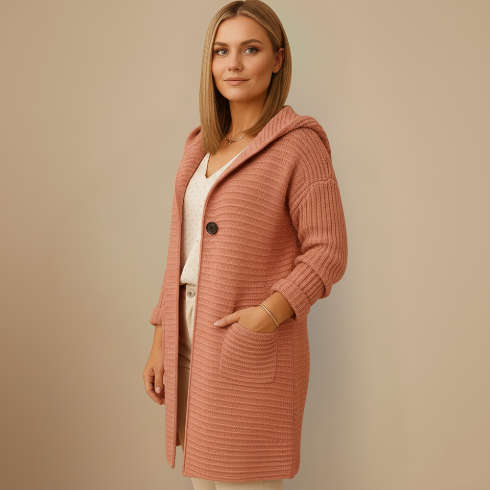 Gebreide cardigan met capuchon en knopen Jelle Jora Mode