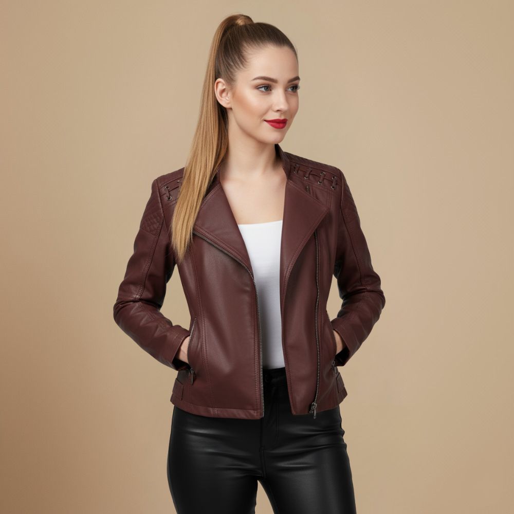 Dames Cropped Leren Look Jas Jelle Jora Mode