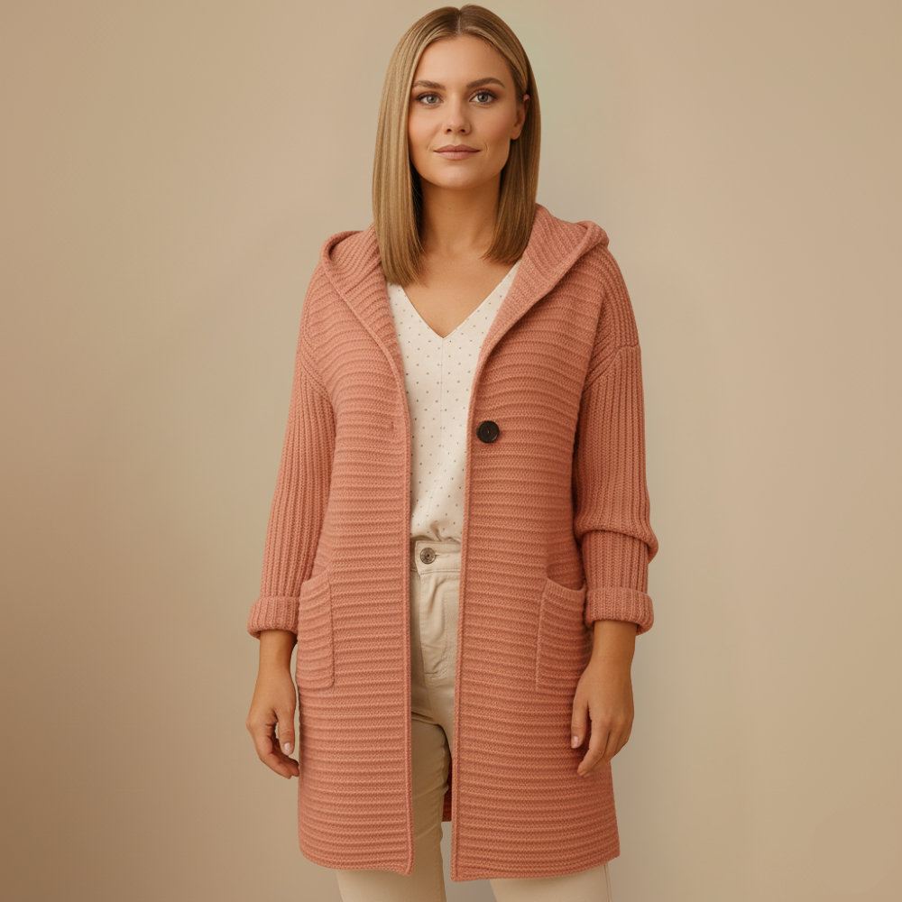 Gebreide cardigan met capuchon en knopen Jelle Jora Mode