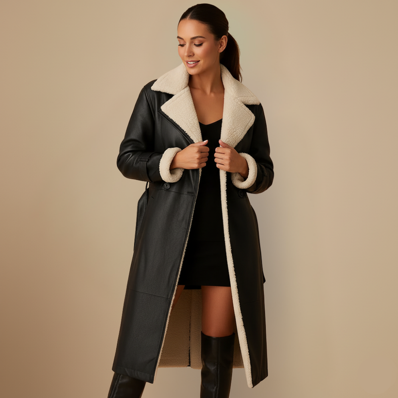 Winter Leren Dubbelkraag Jas Jelle Jora Mode