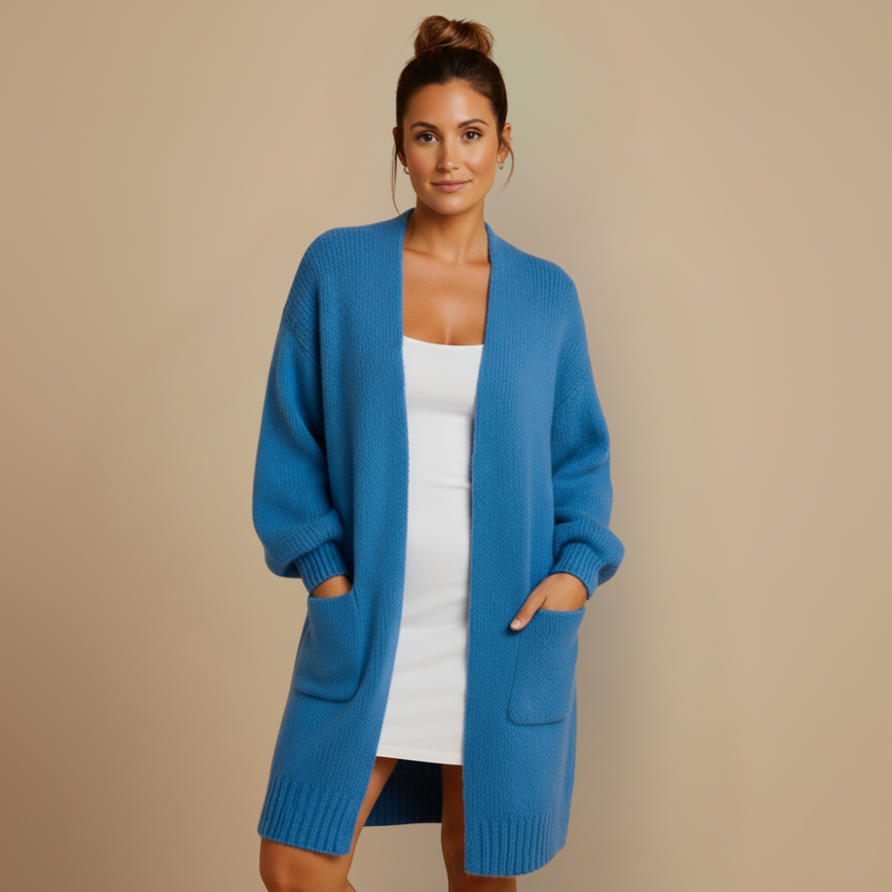 Lange gebreide cardigan met zakken Jelle Jora Mode