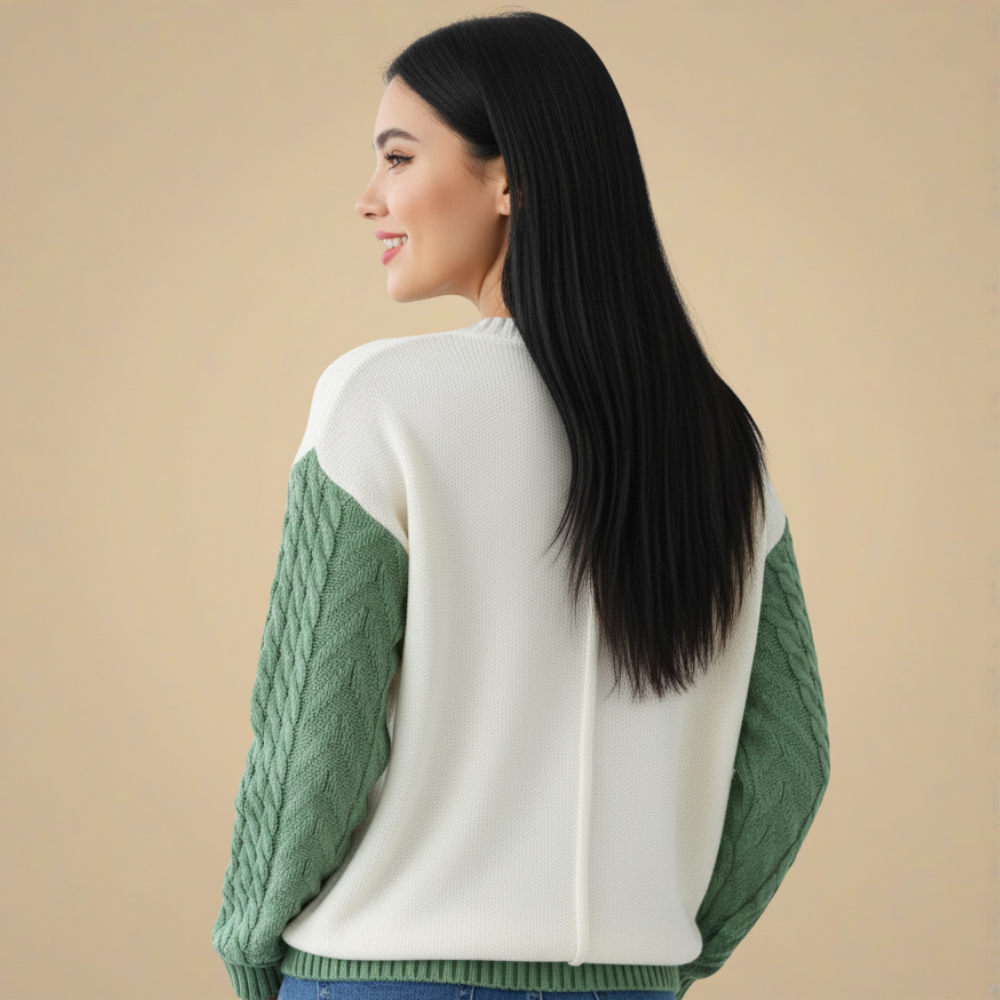 Casual O-hals Patchwork Gebreide Trui Jelle Jora Mode