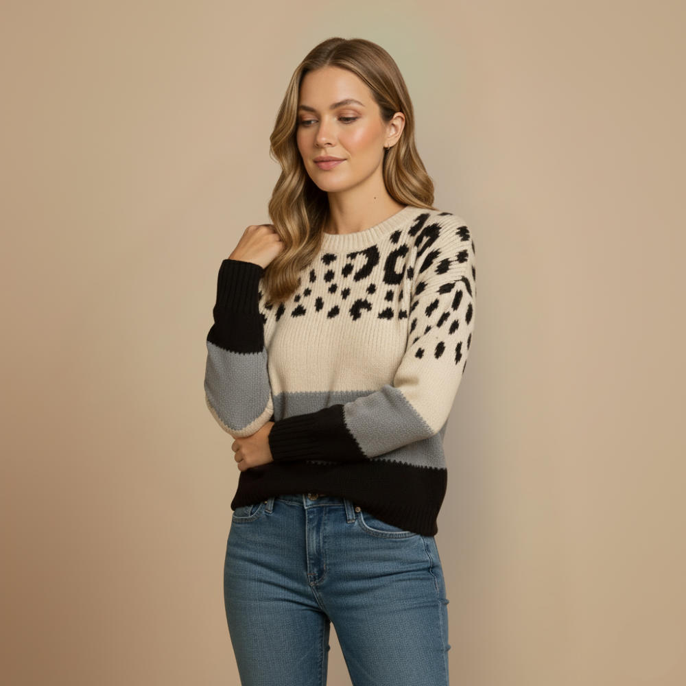 Dames leopard gebreide trui Jelle Jora Mode