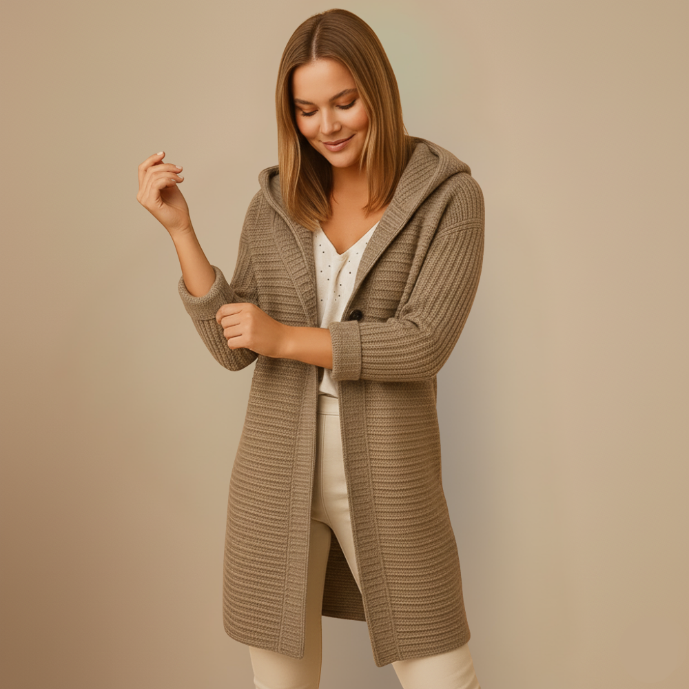Gebreide cardigan met capuchon en knopen Jelle Jora Mode