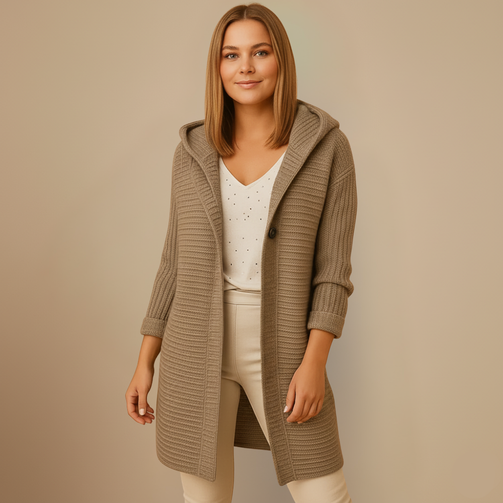 Gebreide cardigan met capuchon en knopen Jelle Jora Mode