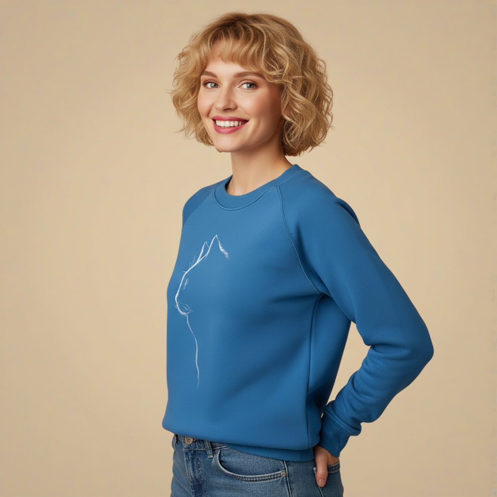 Sweatshirt met ronde hals en witte kattenprint Jelle Jora Mode
