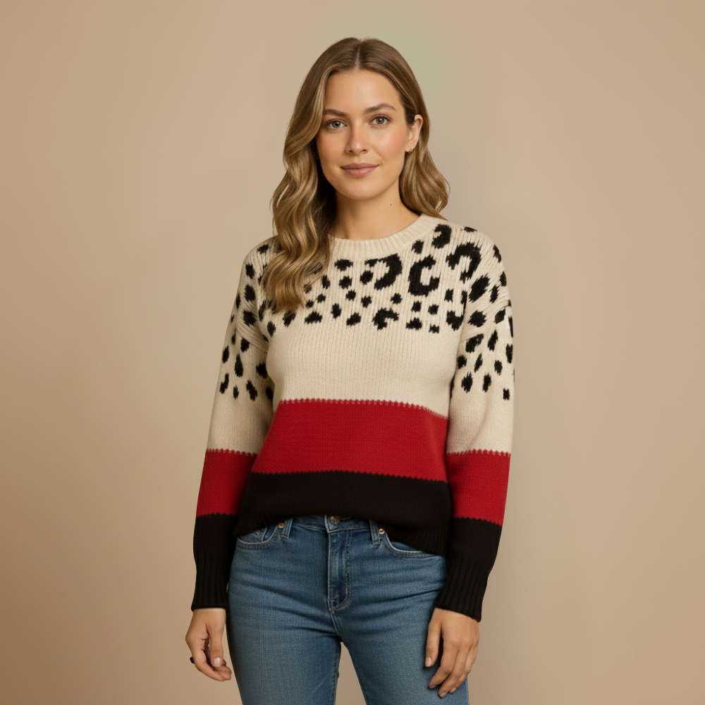 Dames leopard gebreide trui Jelle Jora Mode