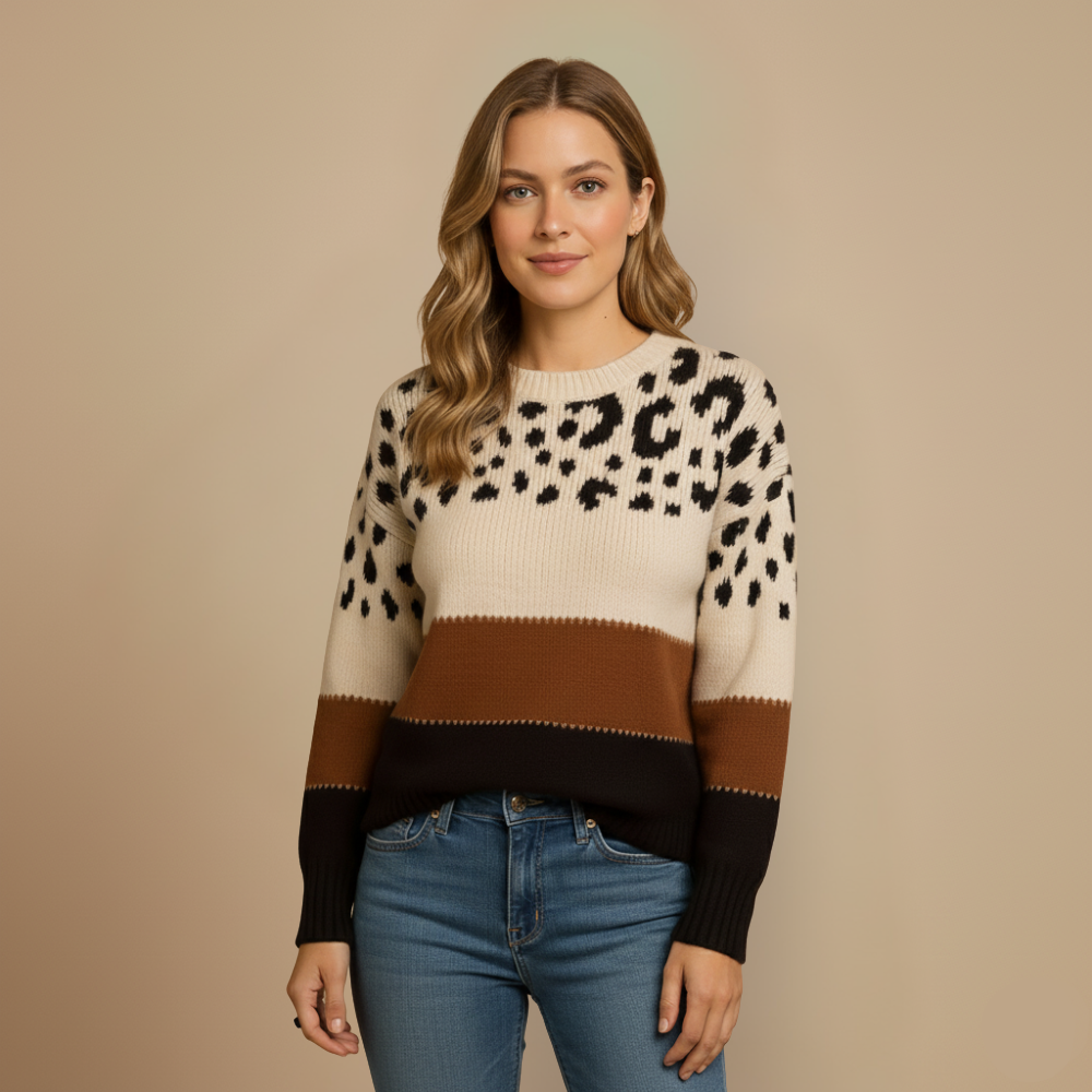 Dames leopard gebreide trui Jelle Jora Mode