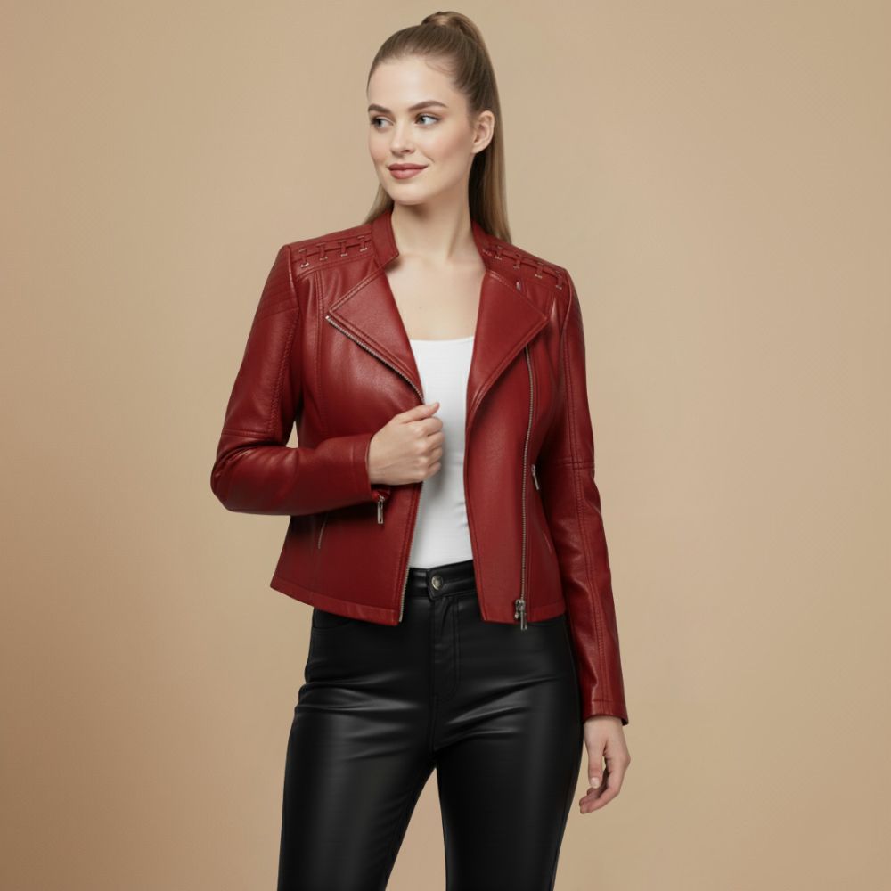 Dames Cropped Leren Look Jas Jelle Jora Mode