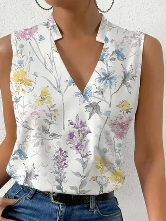 Adiana Dames Blouse met Korte Mouw van Ademend Materiaal-Dames Tops-Jelle Jora Mode-Bloemen 2-S-Jelle Jora Mode
