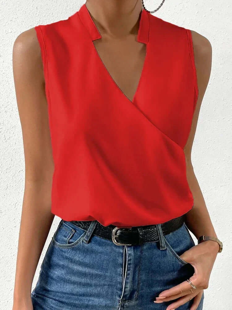 Adiana Dames Blouse met Korte Mouw van Ademend Materiaal-Dames Tops-Jelle Jora Mode-Rood-S-Jelle Jora Mode