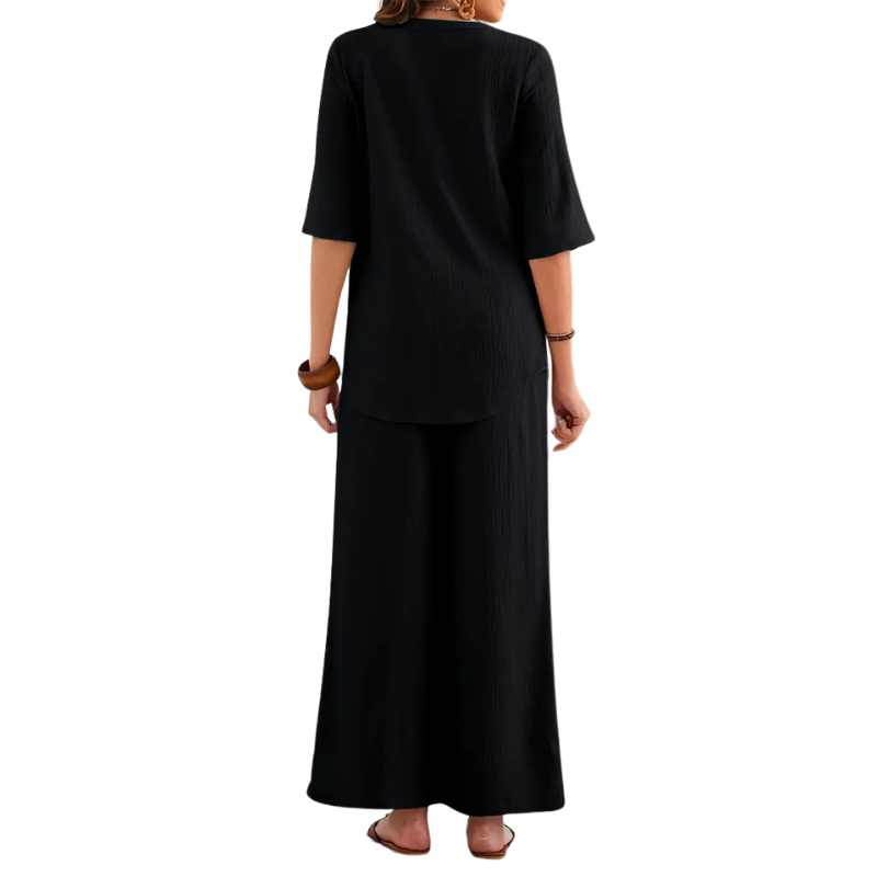 Elegante broek en topset met wijde pijpen