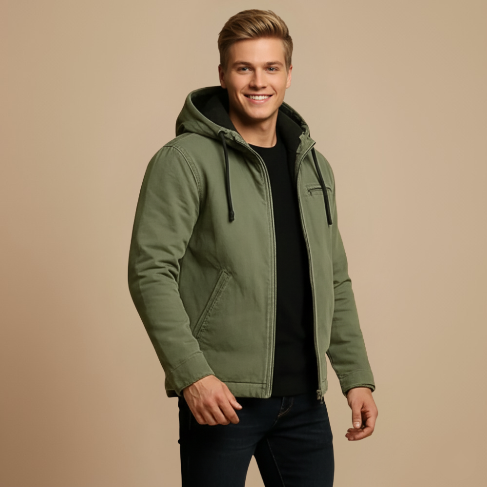 Casual Katoenen Jas met Capuchon en Fluweelachtige Voering Jelle Jora Mode