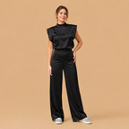 Dames mouwloze jumpsuit met wijde pijpen Jelle Jora Mode