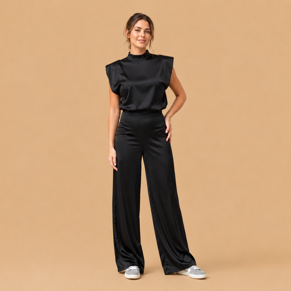 Dames mouwloze jumpsuit met wijde pijpen Jelle Jora Mode