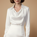 Damesblouse met v-hals en lange mouwen