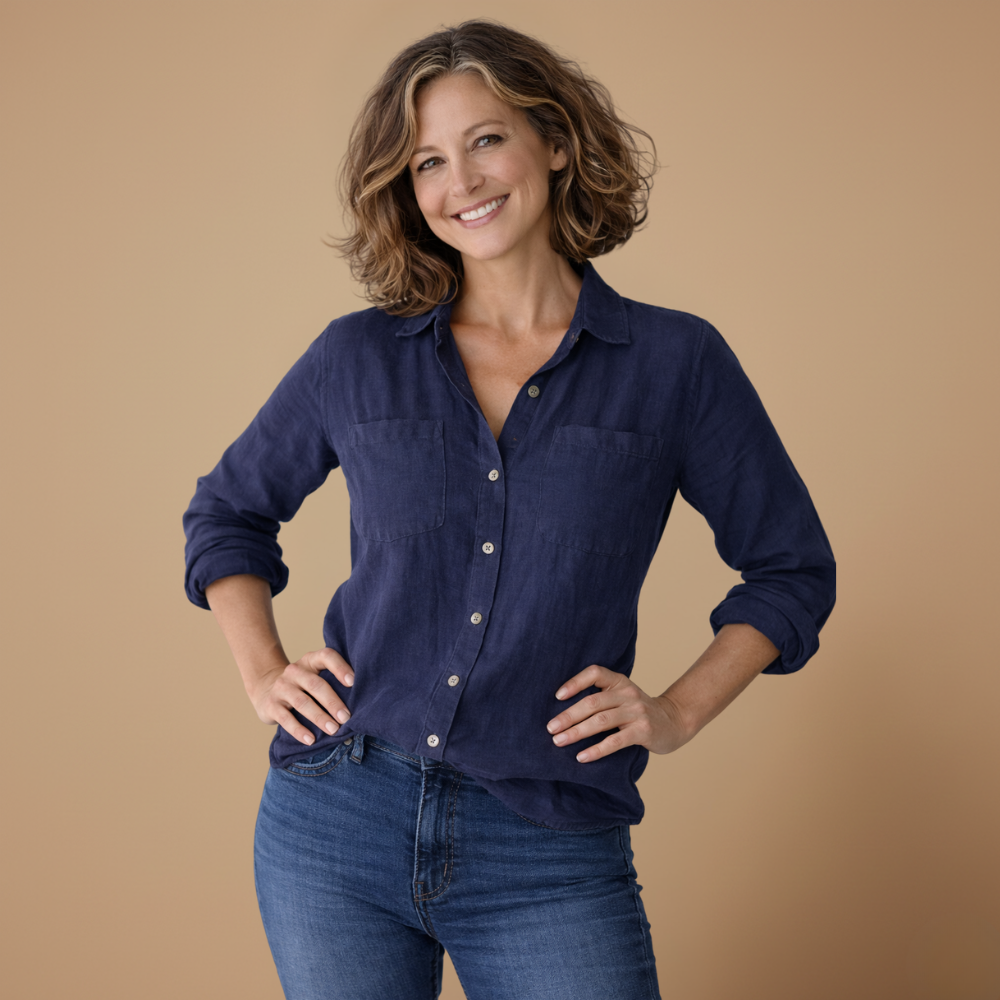 Dames ademende blouse met lange mouwen en knoopsluiting Jelle Jora Mode