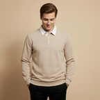 Heren sweater met lange mouwen en polo-kraag Jelle Jora Mode