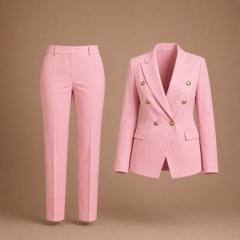 Dames elegant pak met broek en dubbele rij knopen Jelle Jora Mode