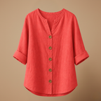 Damesblouse met V-hals en knopen aan de voorkant Jelle Jora Mode