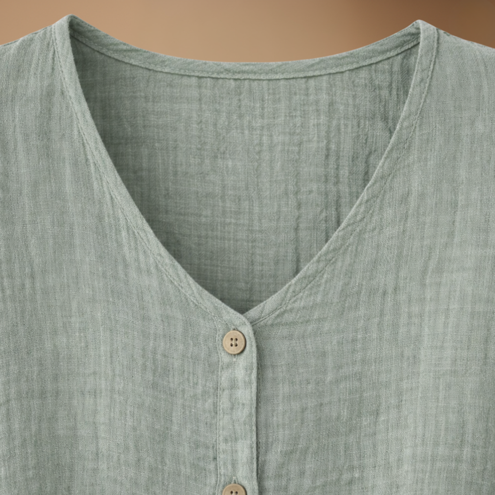 Dames casual blouse met losse pasvorm v-hals knopen en lange mouwen Jelle Jora Mode