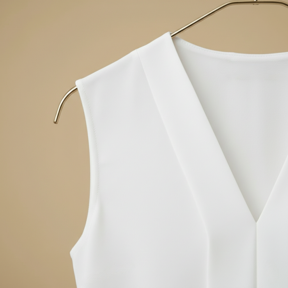 Elegante mouwloze top met V-hals en plooien voor dames Jelle Jora Mode