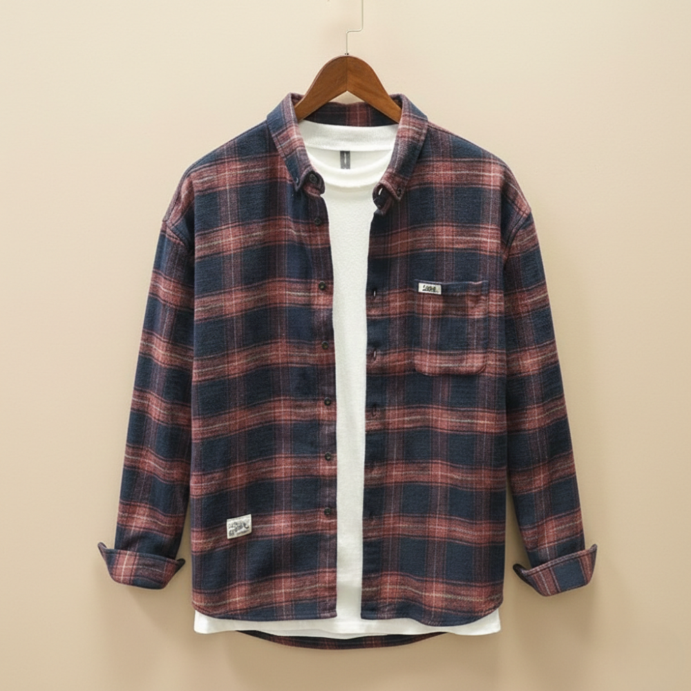 Retro geruit katoenen casual flanellen overhemd voor heren Jelle Jora Mode
