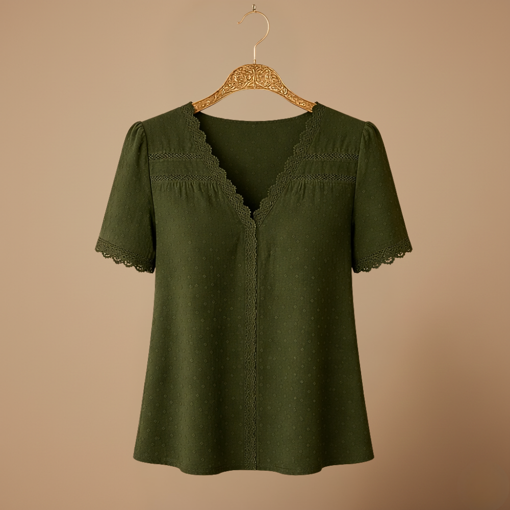 Elegante kanten blouse met korte mouwen Jelle Jora Mode