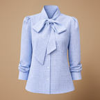 Damesblouse met lange mouwen ruitjespatroon en strik Jelle Jora Mode