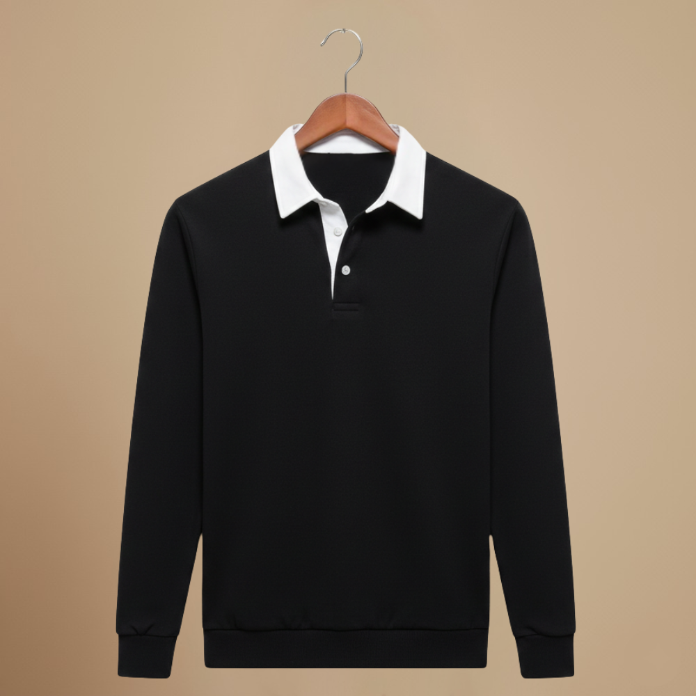 Heren sweater met lange mouwen en polo-kraag Jelle Jora Mode