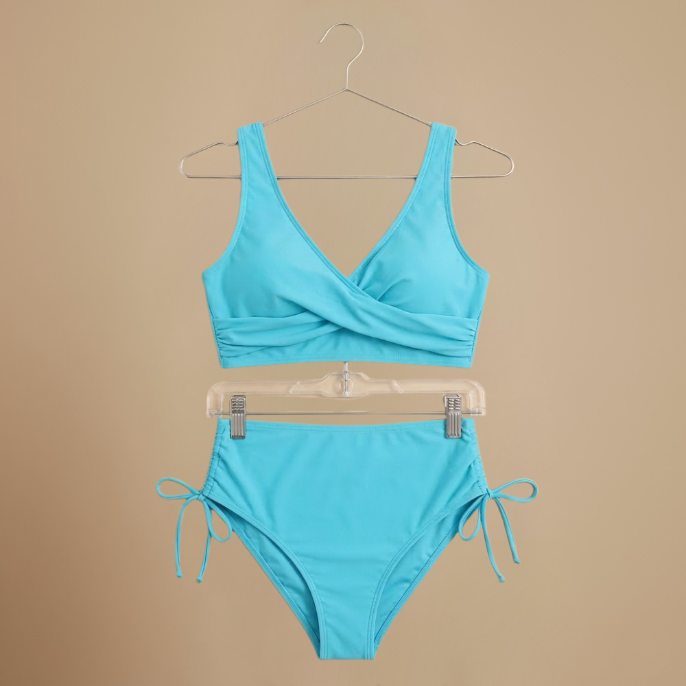 Dames hoge taille wikkelbikini met strikbandjes aan de zijkanten Jelle Jora Mode