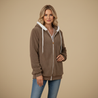 Losvallende fleece jas met capuchon voor dames Jelle Jora Mode