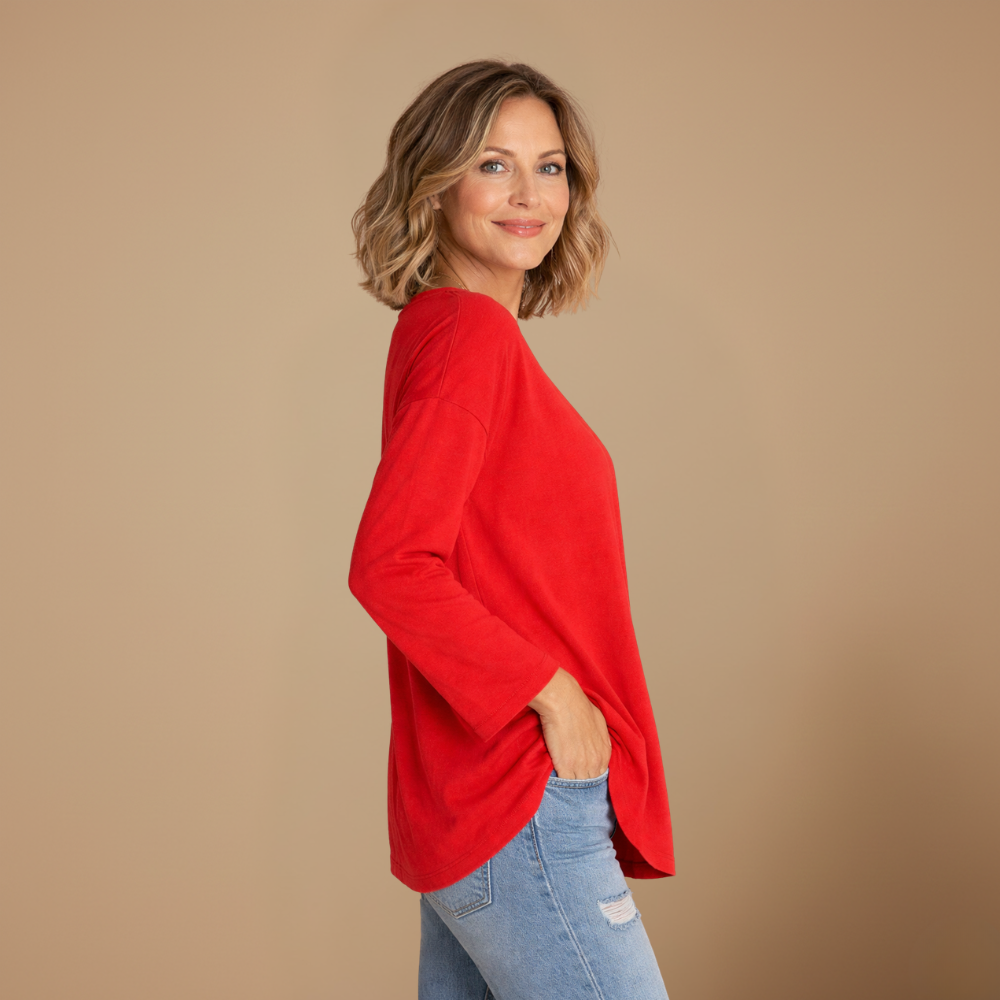 Dames ledigvallend casual t-shirt met lange mouwen en v-hals Jelle Jora Mode