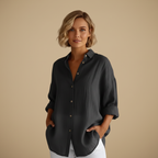 Casual overshirt met lange mouwen en effen kleur Jelle Jora Mode