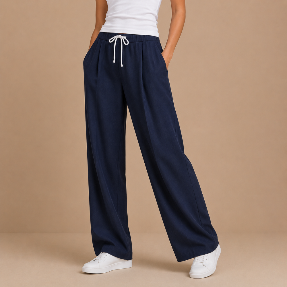 Dames casual broek met elastische tailleband en enkellengte Jelle Jora Mode