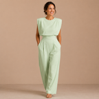 Dames casual jumpsuit met hoge taille en zakken Jelle Jora Mode