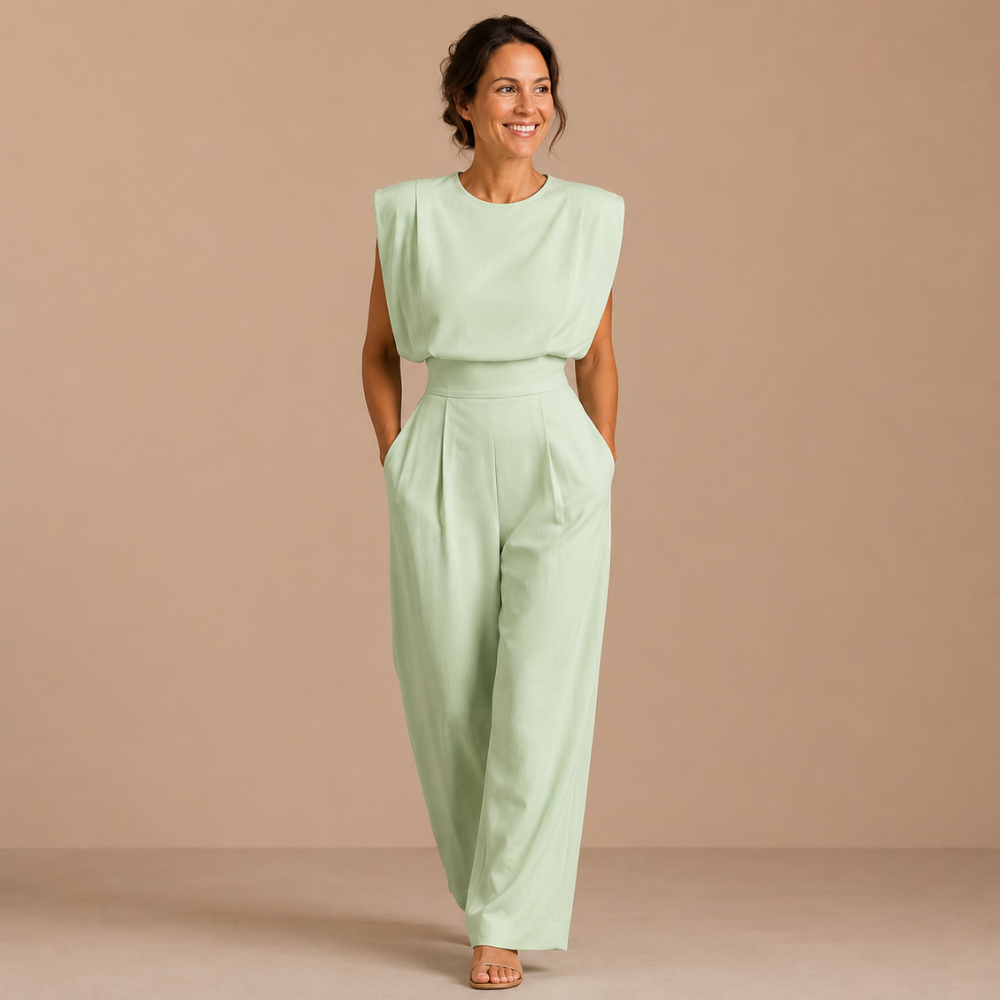 Dames casual jumpsuit met hoge taille en zakken Jelle Jora Mode