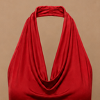 Dames-tanktop met gedrapeerde halternek open rug en zonder mouwen Jelle Jora Mode