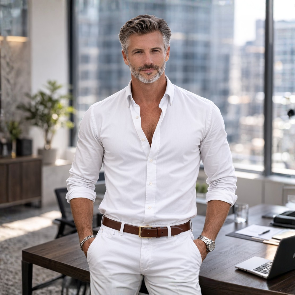 Heren slim fit overhemd met lange mouwen en knopen Jelle Jora Mode