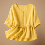 Damesblouse met losse pasvorm en driekwartmouwen Jelle Jora Mode