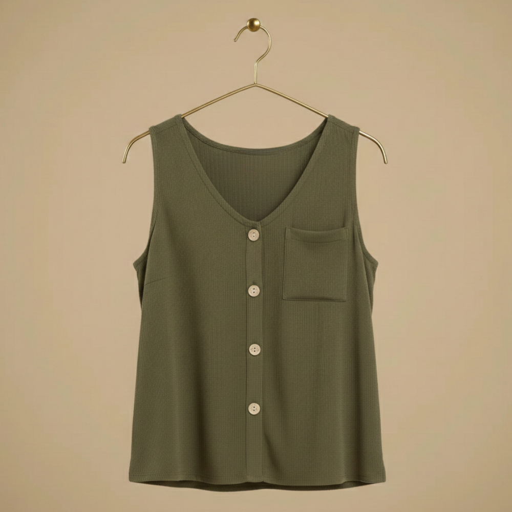 Mouwloze zomerse vesttop met knopen Jelle Jora Mode