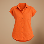 Vrouwenblouse met losse pasvorm mouwloos en met knopen Jelle Jora Mode