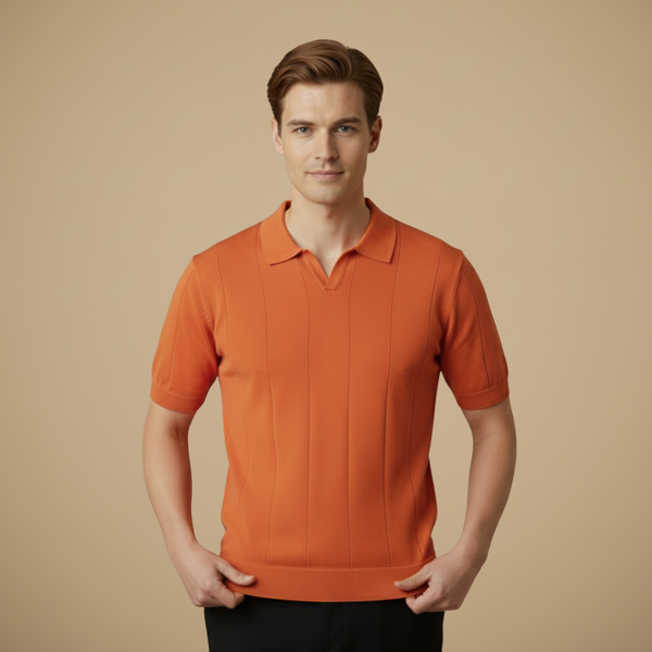 Heren gebreide slim fit polo met korte mouwen Jelle Jora Mode