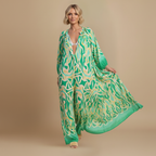 Dames zomer maxi-jurk met lange mouwen en print