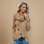 Effen gebreide trui met col en knoopdetails Jelle Jora Mode