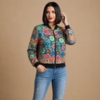 Casual bomberjack met bloemen print Jelle Jora Mode