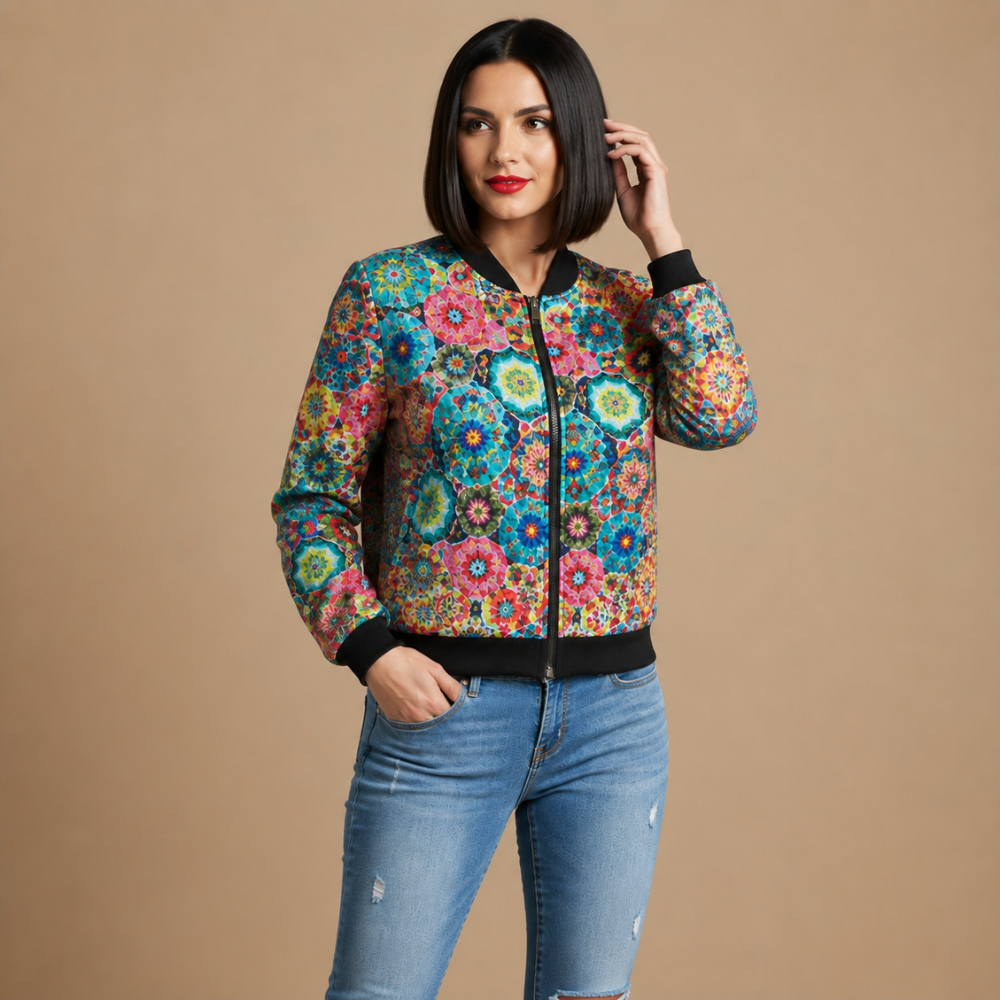 Casual bomberjack met bloemen print Jelle Jora Mode