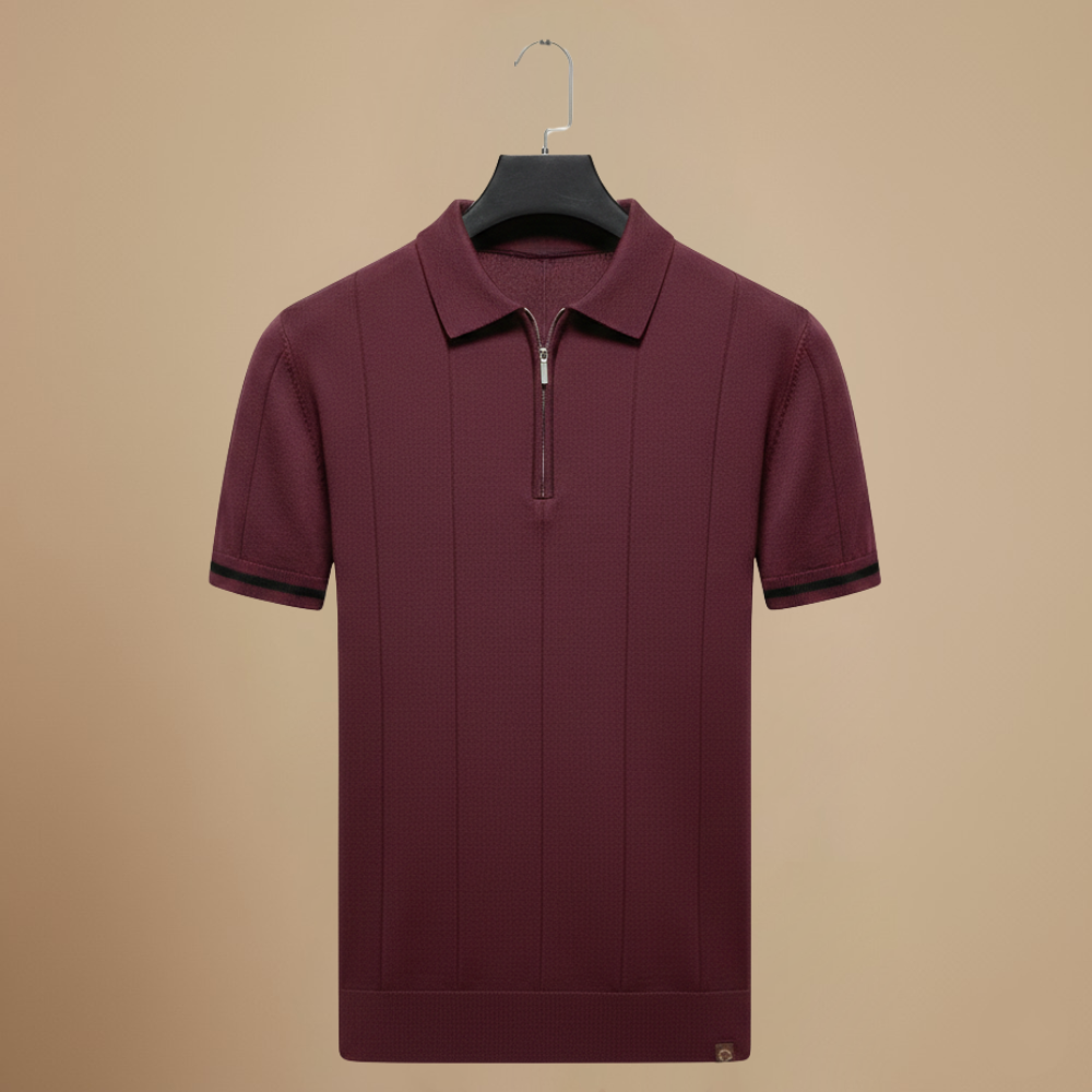 Heren polo met kwartritssluiting en slanke pasvorm Jelle Jora Mode