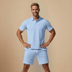 Casual Poloshirt en Korte Broek Tweedelige Set voor Heren Jelle Jora Mode